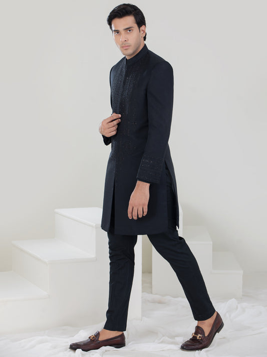 Black Blended Sherwani - AL-SW-134