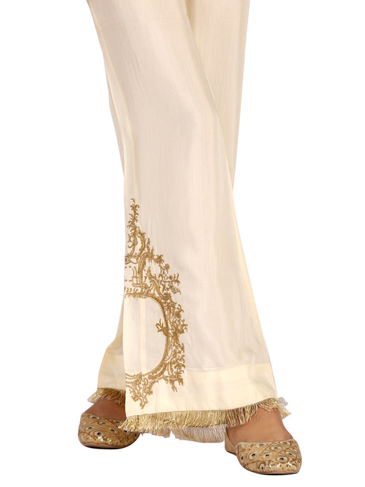 Off White Viscose Trouser - AL-T-411