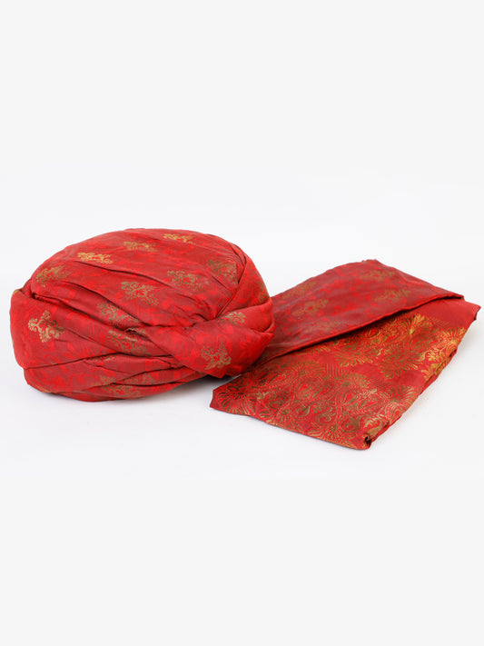 Red Jamawar Turban - AL-TB-065