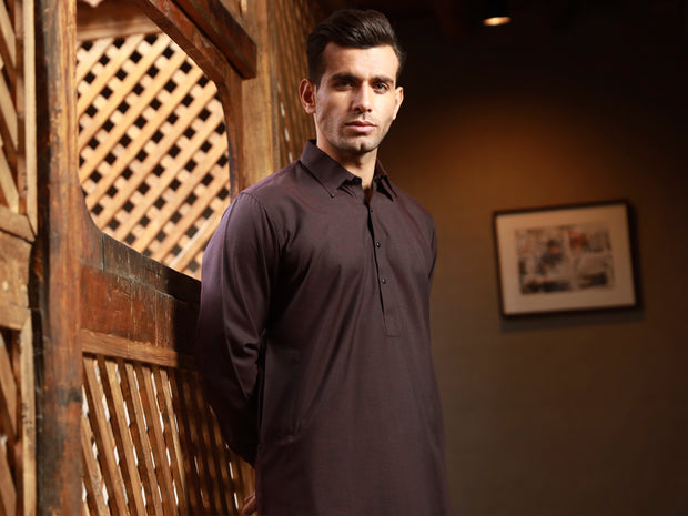 Dark Maroon Blended Kameez Shalwar - ALWA-KS-323