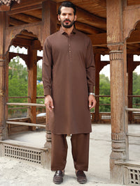 Brown Blended Kameez Shalwar - ALWA-KS-328