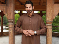 Brown Blended Kameez Shalwar - ALWA-KS-328