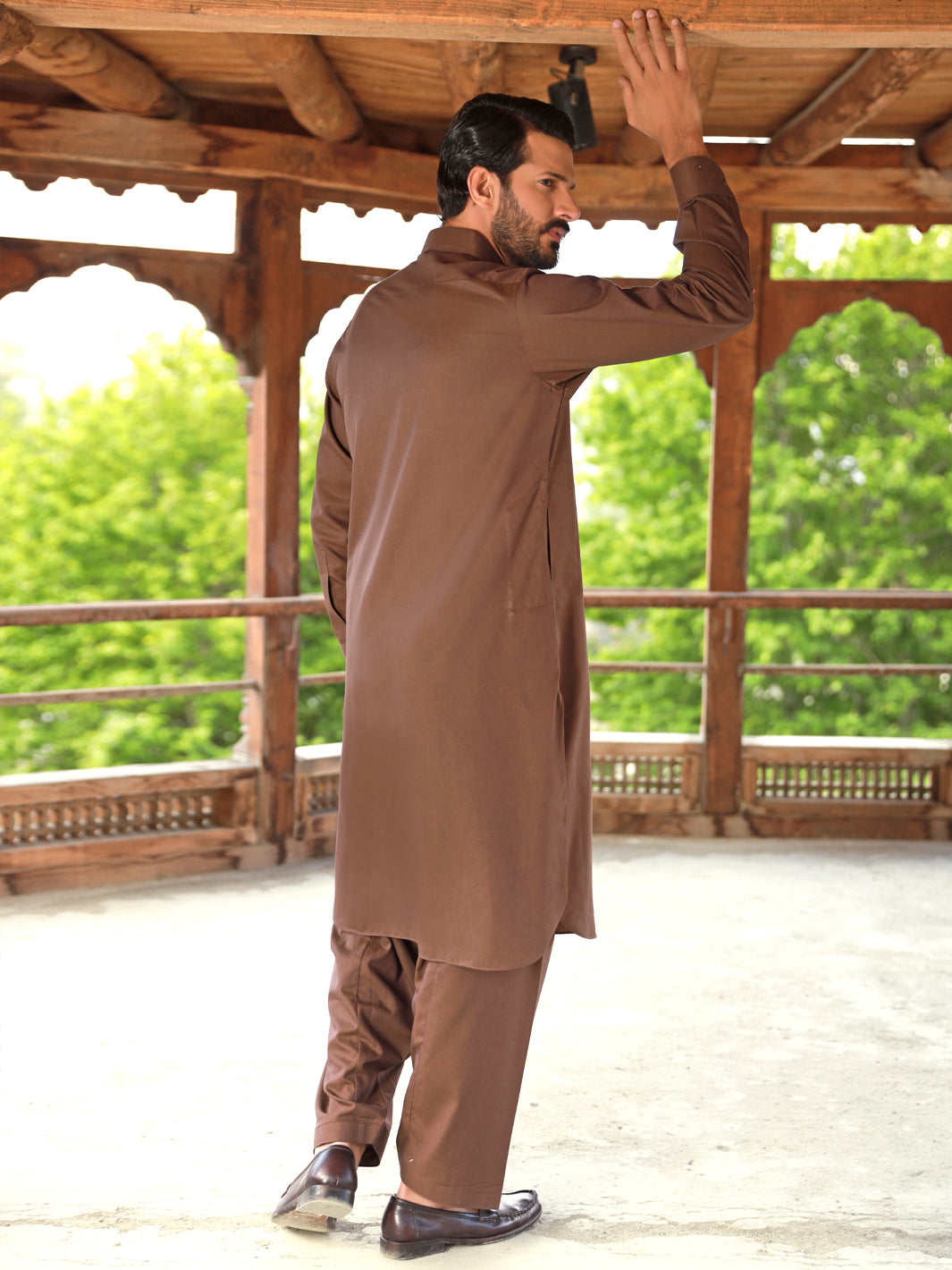 Brown Blended Kameez Shalwar - ALWA-KS-328