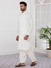 Cream Blended Kameez Shalwar - ALWA-KS-331