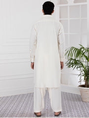 Cream Blended Kameez Shalwar - ALWA-KS-331