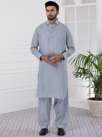 Light Grey Blended Kameez Shalwar - ALWA-KS-332