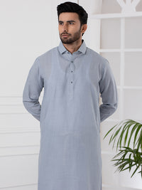 Light Grey Blended Kameez Shalwar - ALWA-KS-332
