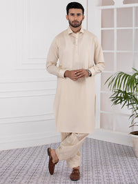 Cream Cotton Kameez Shalwar - ALWA-KS-335