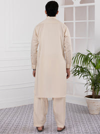 Cream Cotton Kameez Shalwar - ALWA-KS-335