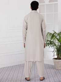 Beige Blended Kameez Shalwar - ALWA-KS-338