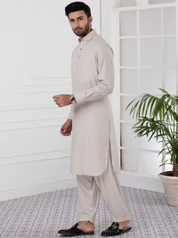 Beige Blended Kameez Shalwar - ALWA-KS-338
