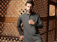 Charcoal Grey Blended Kameez Shalwar - ALWA-KS-314