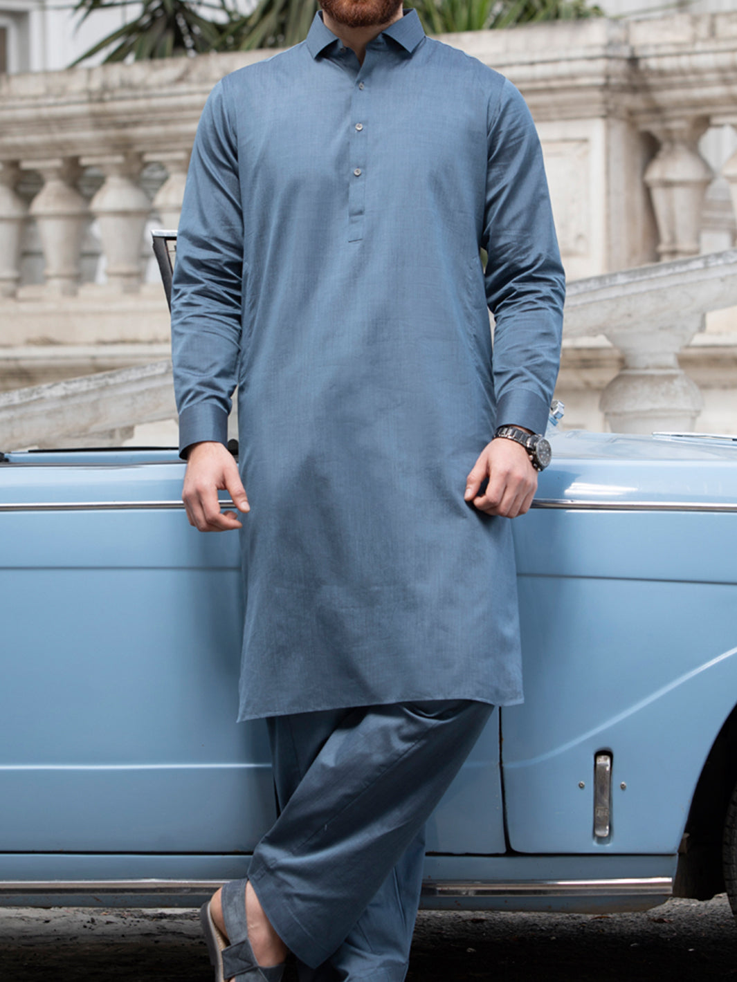 Grey Blended Kameez Shalwar - ALWA-KS-140