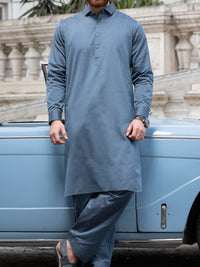Grey Blended Kameez Shalwar - ALWA-KS-140