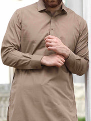 Light Brown Cotton Kameez Shalwar - ALWA-KS-142