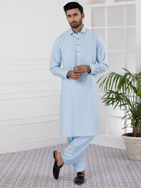 Light Blue Blended Kameez Shalwar - ALWA-KS-339