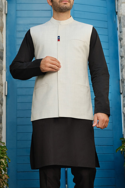 White Blended Waistcoat - AL-WC-291