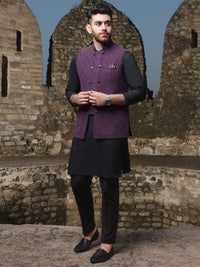 Purple Jacquard Waistcoat - AL-WC-304