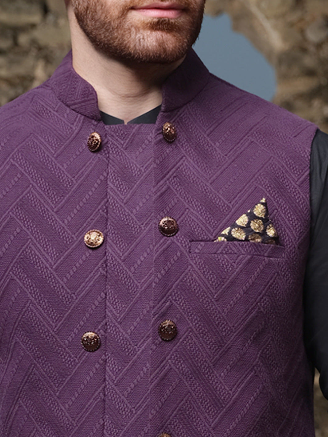 Purple Jacquard Waistcoat - AL-WC-304