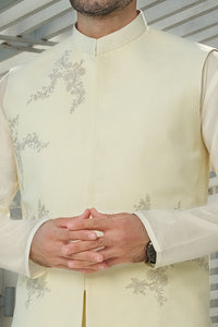 Light Yellow Khaddar Waistcoat - AL-WC-314