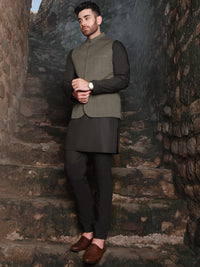 Olive Woven Waistcoat - AL-WC-332