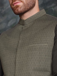 Olive Woven Waistcoat - AL-WC-332