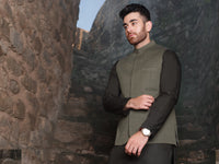 Olive Woven Waistcoat - AL-WC-332