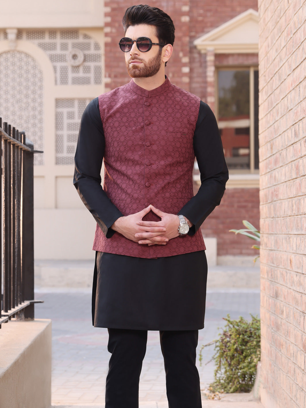 Maroon Cotton Waistcoat - AL-WC-335B