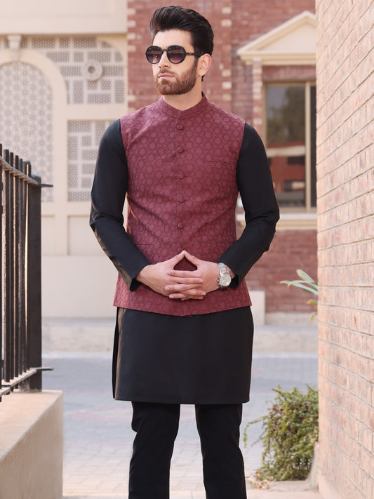 Maroon Cotton Waistcoat - AL-WC-335B