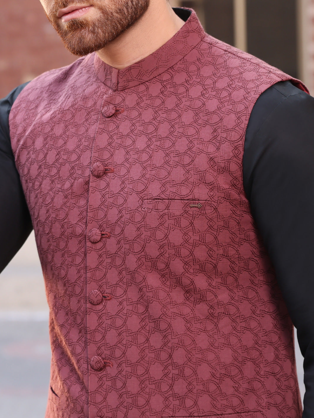 Maroon Cotton Waistcoat - AL-WC-335B