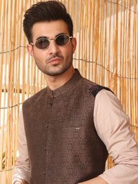 Brown Jacquard Waistcoat - AL-WC-340