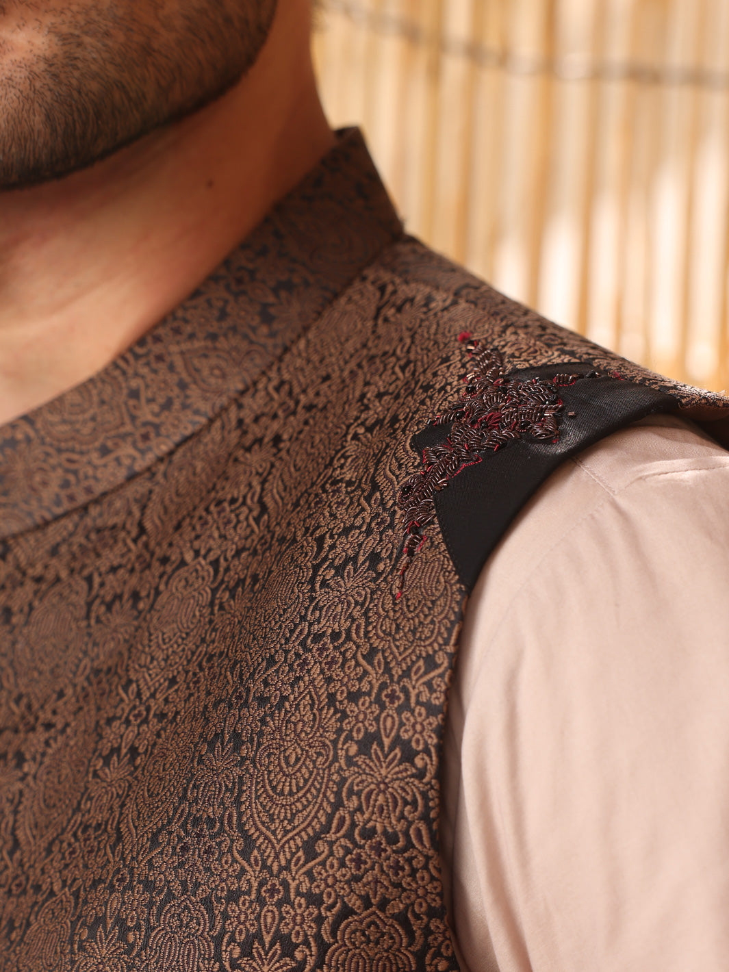 Brown Jacquard Waistcoat - AL-WC-340