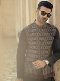 Maroon Woven Waistcoat - AL-WC-354