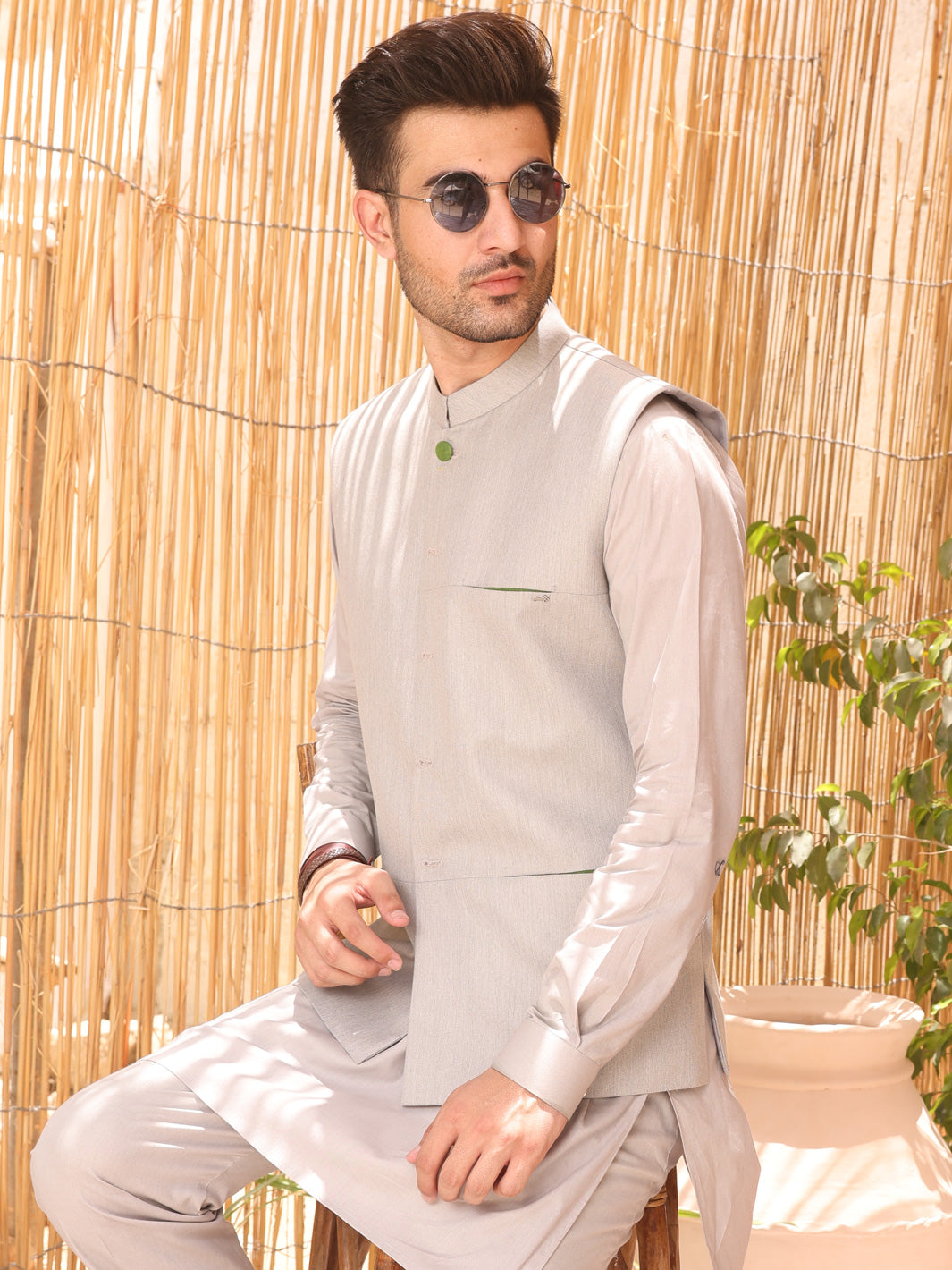 Light Grey Blended Waistcoat - AL-WC-362