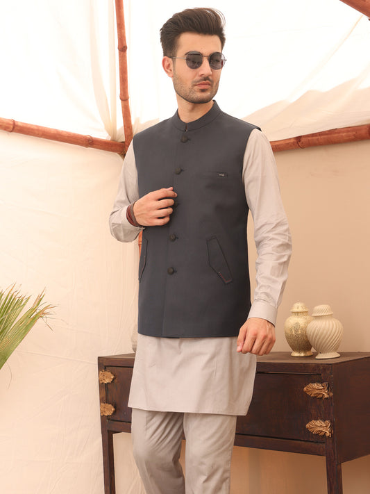 Blue Blended Waistcoat - AL-WC-364