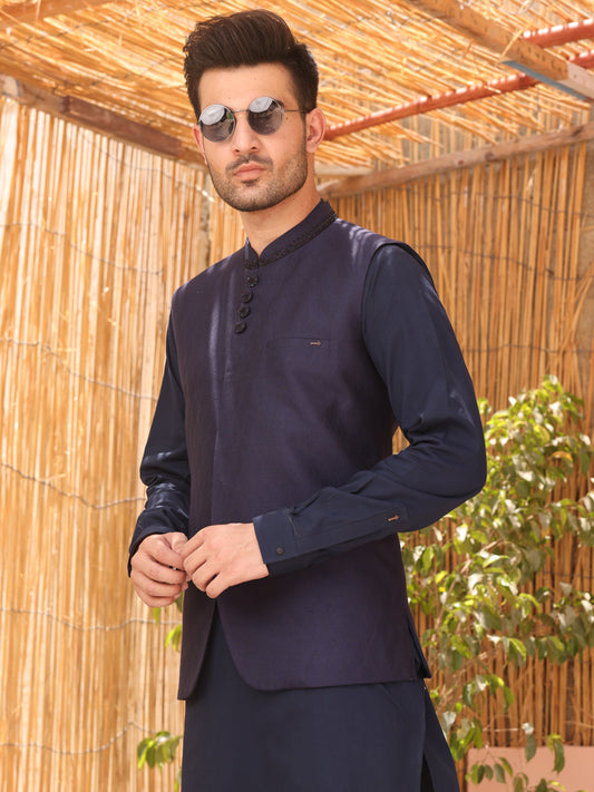Blue Blended Waistcoat - AL-WC-365