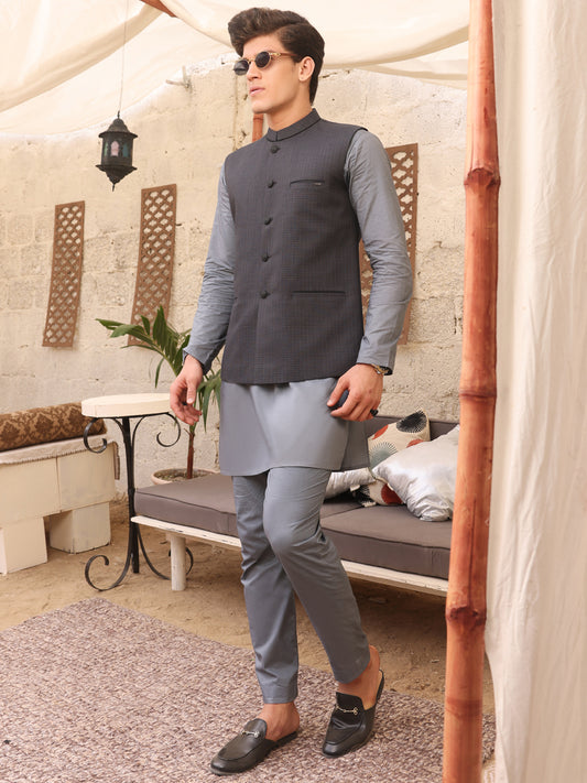 Charcoal Grey Blended Waistcoat - AL-WC-368