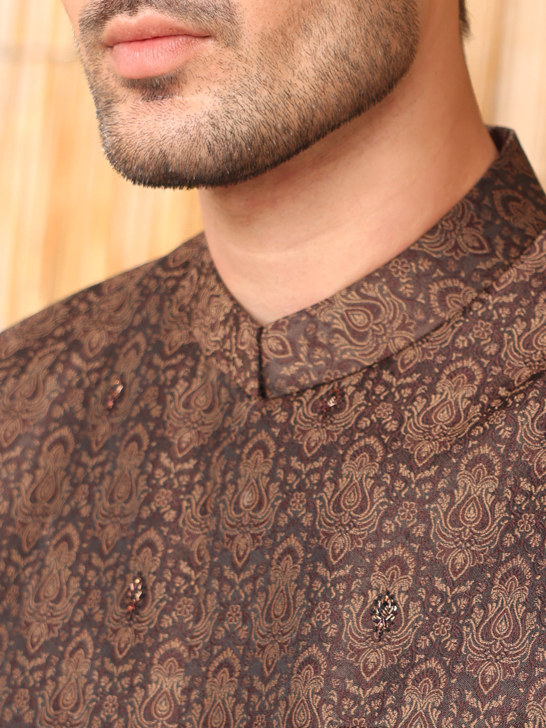 Brown Jacquard Waistcoat - AL-WC-370