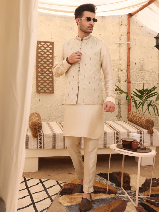 Cream Blended Waistcoat - AL-WC-374
