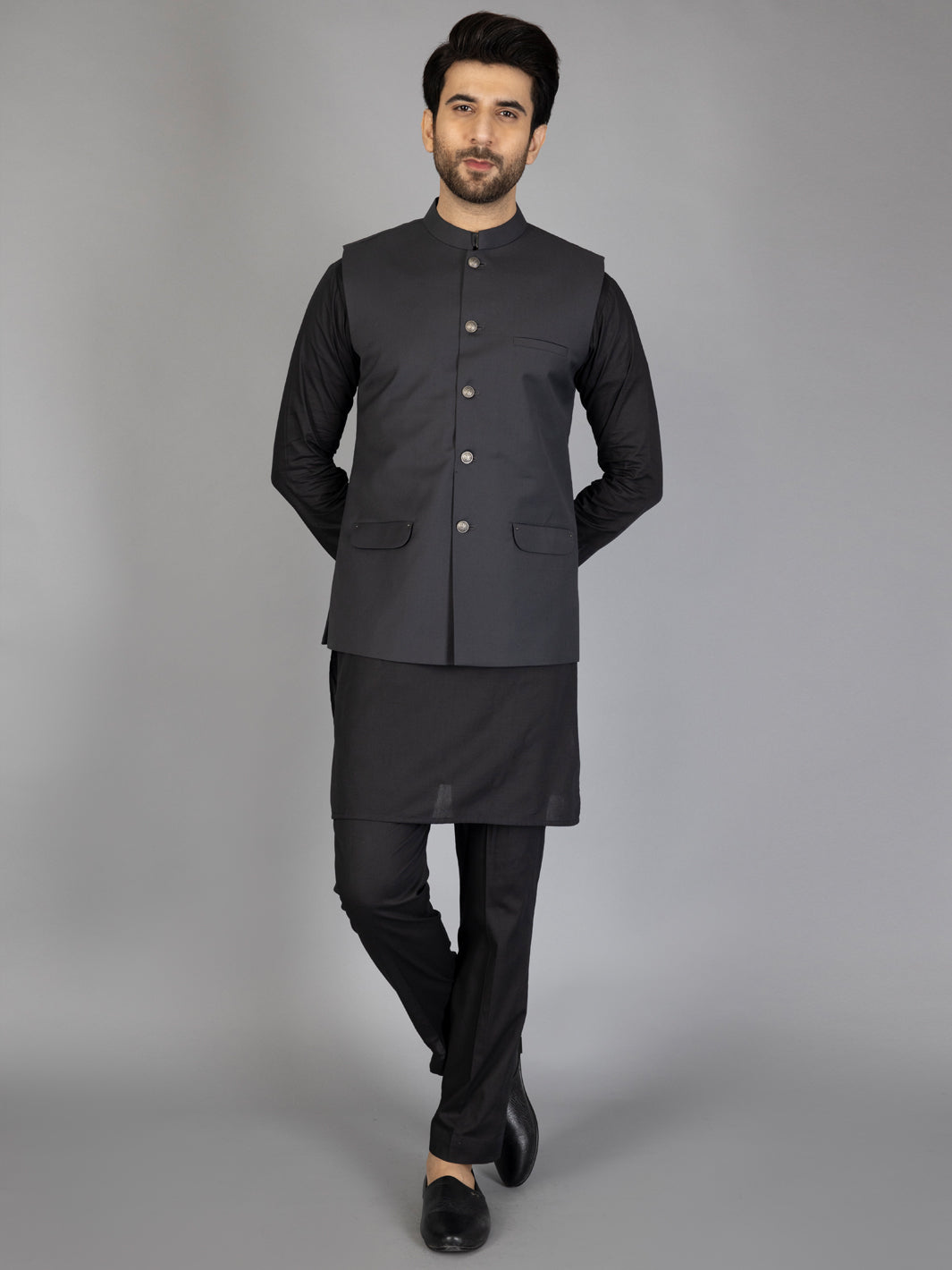 Grey Taffeta Waistcoat - AL-WC-461