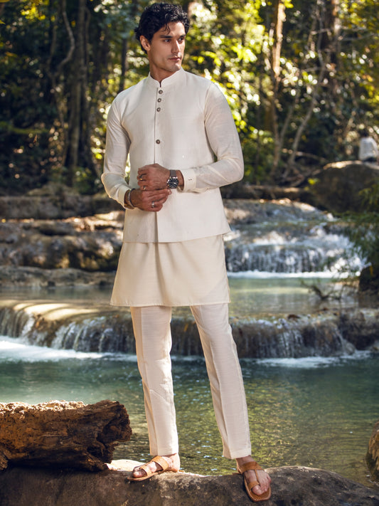 White Blended Waistcoat - AL-WC-468