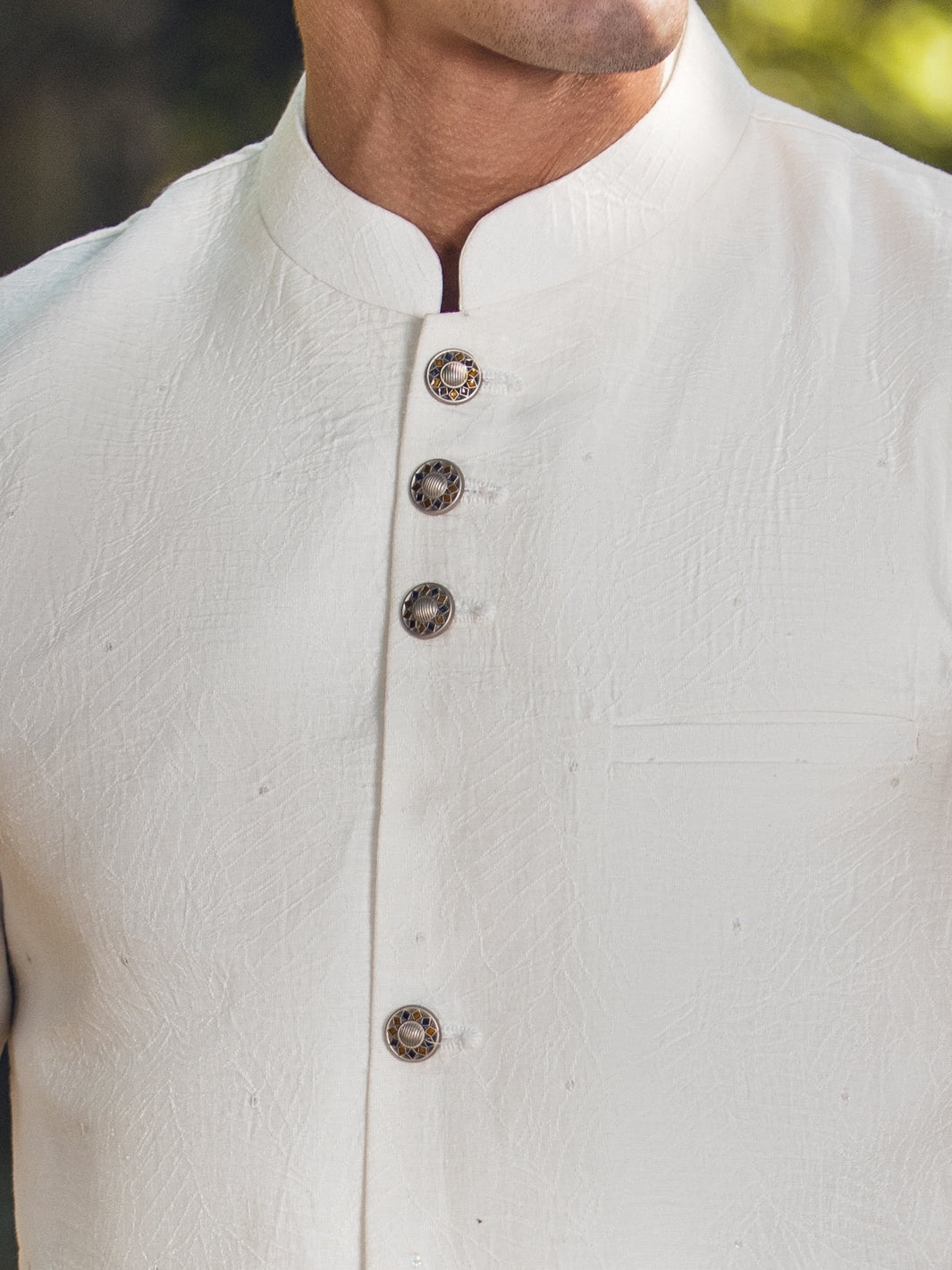 White Blended Waistcoat - AL-WC-468