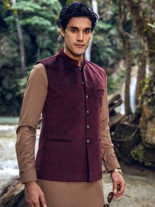 Maroon Blended Waistcoat - AL-WC-477