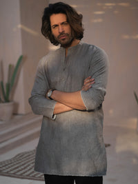 Grey Yarn Dyed Short Kurta - ALCR-K-005