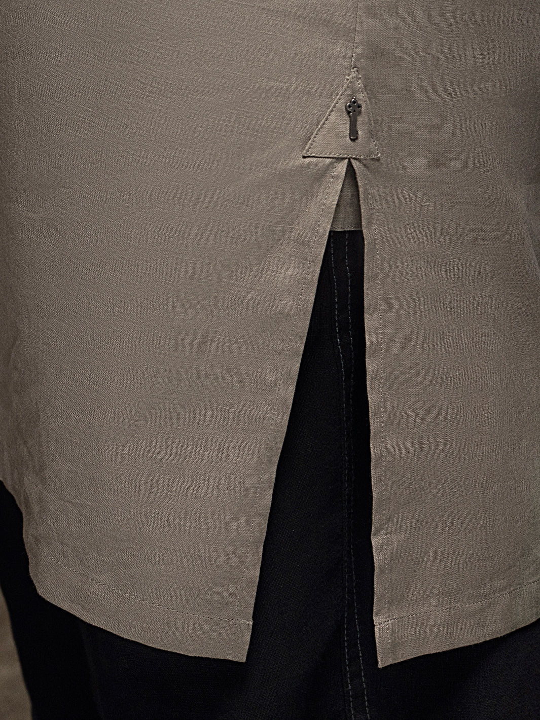 Khaki Linen Short Kurta - ALCR-K-012 - Almirah Online