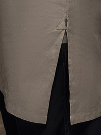 Khaki Linen Short Kurta - ALCR-K-012