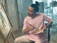 Pink Linen Short Kurta - ALCR-K-018