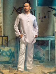 Purple Linen Short Kurta - ALCR-K-023 - Almirah Online