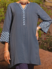 Blue Linen Tunic - ALCR-LK-1033 - Almirah Online