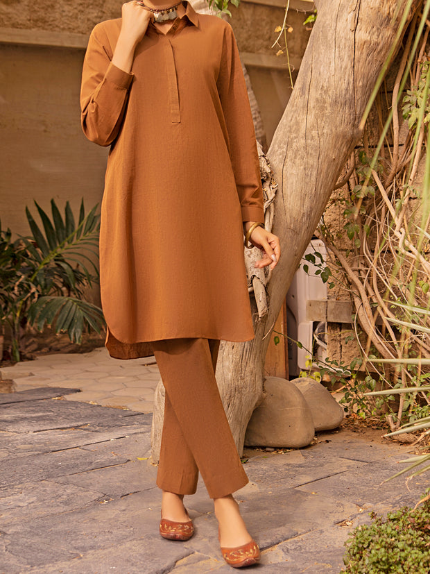 Brown Bunnat 2 Piece Stitched - ALCR-2PS-LKS-1029 - Almirah Online